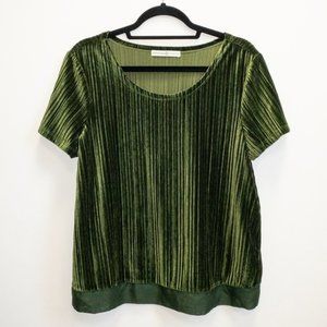 VINTAGE Green Velvet Ribbed Short Sleeve Top